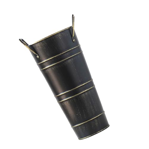 NYCEMAKEUP Soporte de metal para paraguas con asa, cubo de paraguas decorativo, jarrón de flores, estante de almacenamiento para el hogar, sala de estar, cubo de almacenamiento de paraguas