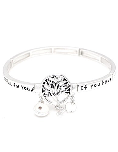 Christian Bible Scripture Verse Poem Mustard Seed Stretch Charm Bangle Bracelet Tree Of Life