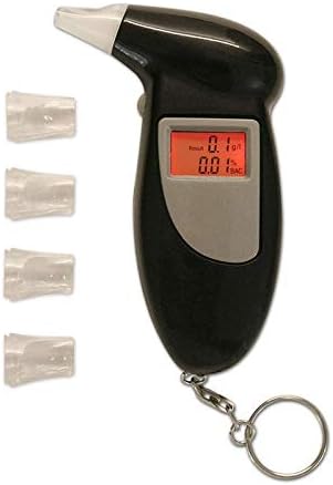 True Sense Portable Digital LCD Display Breath Alcohol Tester Police Breathalyzer Analyser Detector with 5 Mothpiece AT-03