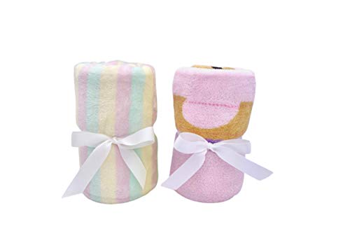 Cute New York 2 Pack Ultra Soft Baby Blankets, Comfortable Coral Fleece Plush Blankets for Infant Toddler, Gifts for Newborn, Girl Boy Blanket, 30 x 40 Inches (Rainbow Stripes & Giraffe Set)