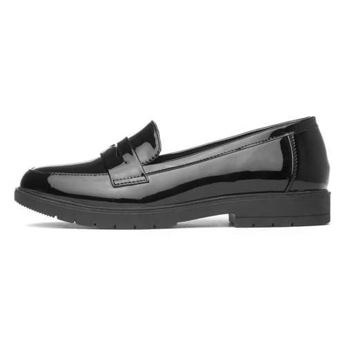 Lilley Annie Womens Black Patent Loafer - Size 6 UK - Black