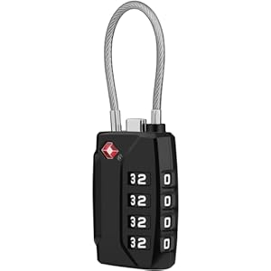 Diyife TSA Luggage Locks, [Upgrade Version] TSA Approved Suitcase Lock 4-Digit Re-settable Combination Lock, Cable Backpack Locks, Code Lock for Travel Suitcase Luggage Bag Lockers (Black)