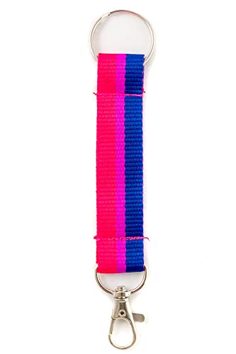 Everflag Regenbogen Schlüsselband Bi-Pride mit Karabinerhaken und Ring 11cm lang