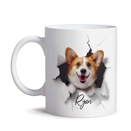 Customized Cute Corgi Dog White Coffee Mug, Personalized Choose N...