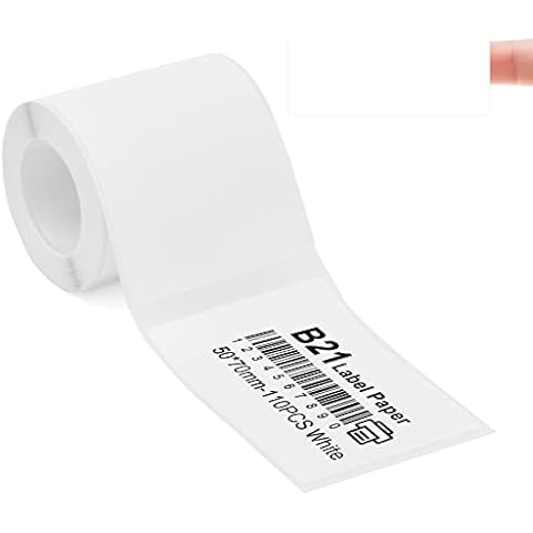 Label Maker Tape Compatible for NIIMBOT B21/B1/B3S, Barcode Address Label Printer Paper Waterproof Anti-Oil Scratch-Resistant Sticker White 1.97"x2.75"(50 * 70mm) 110 Labels Cover