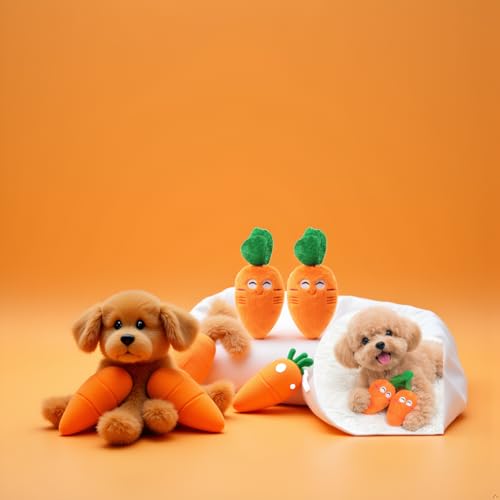 Pack de 2 juguetes de peluche suave con diseño de zanahoria para perros y gatos miniatura 6