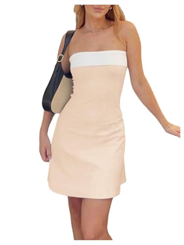 Image of GORGLITTER Women's Strapless Tube Mini Dress Cocktail Cute Prom Party Dress | Wedding Guest Dress, Summer Dress, Sundresses, Sun Dresses Women, Backless Dress for Women,
