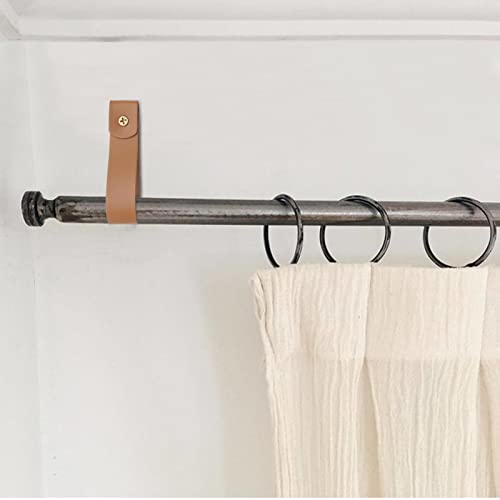 Addgrace 10Pcs Leather Curtain Rod Holder, Pu Leather Curtain Rod Bracket For Hanging Towel, Decorative Leather Strap Wall Hooks, Wall Mounted Leather Loop For Oars Brown 10Pcs 9.8" #TOP6