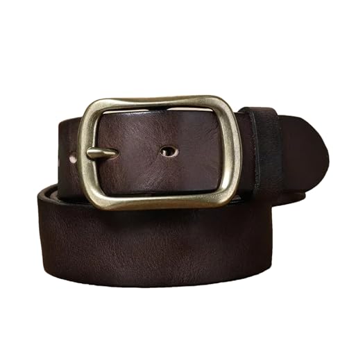 Men’s Top Layer Genuine Leather Belt Copper Buckle Design Luxury Cowhide Waist Belt for Business or Jeans Wear