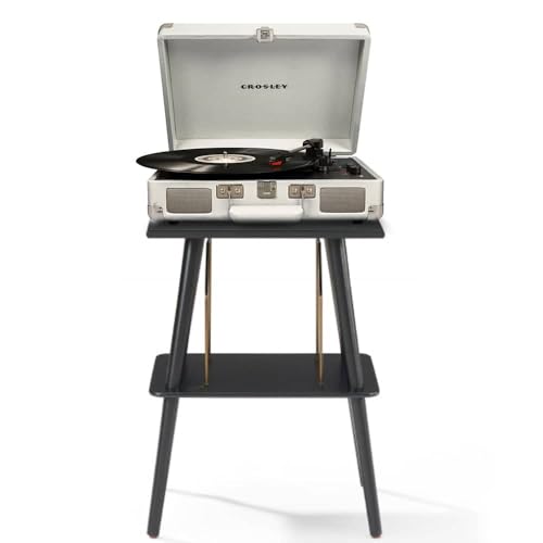 Crosley Cruiser Bluetooth Portable Turntable and Crosley Entertainment Stand Bundle, White