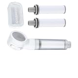 Ducha de mano con filtro, alcachofa de ducha portátil para agua blanda, fácil montaje sin herramientas, con bolsa de almacenamiento, se adapta a mangueras de ducha estándar, color blanco