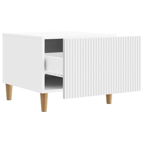 Table basse avec tiroir blanc meuble salon rangement en bois - 4