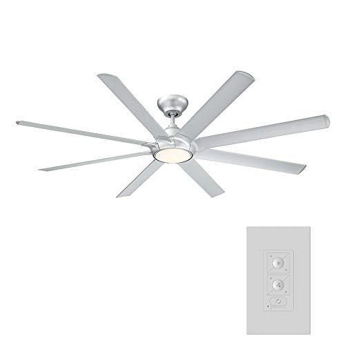 Hydra Smart Indoor And Outdoor 8-Blade Ceiling Fan 80In Titanium With 3000K Led Light Kit And Wall Control Works With Alexa, Google Assistant, Samsung Things, And Ios Or Android App #TOP1