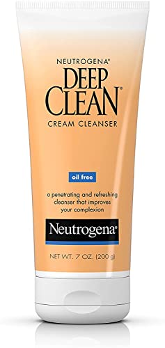 Neutrogena Deep Clean Daily Facial Cream Cleanser with Beta Hydroxy Acid to Remove Dirt, Oil & Makeup, Alcohol-Free, Oil-Free & Non-Comedogenic, 7 fl. oz