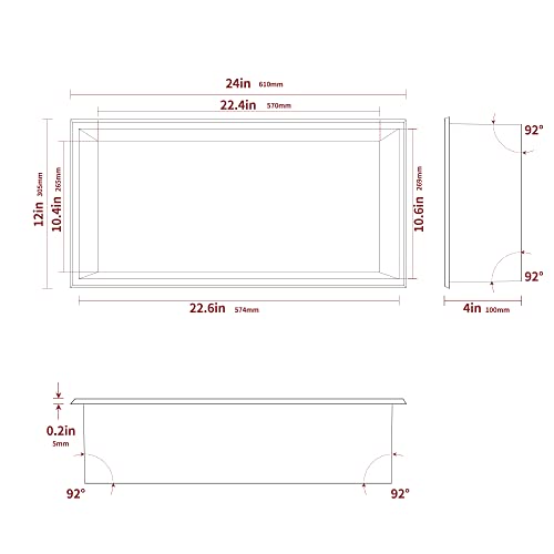 Inserto para nicho de ducha empotrado Suntage, acero inoxidable, sin necesidad de azulejos, para almacenamiento en pared de ducha o baño, 24" x 12", acabado brillante miniatura 3