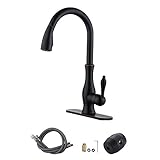KES Brass Kitchen Faucet Pull Down Sprayer Farmhouse Tall Pullout Bar Sink Faucet Modern Single Large Commercial High Arc Swivel Gooseneck Pulldown Shower Head Satin Oil Rubbed Bronze, L6915-7