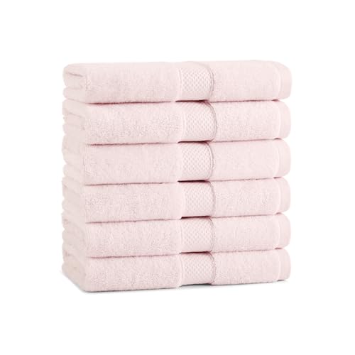 Aston & Arden Egyptian Hand Towels - Pack of 6 - Oversized Ultra Soft Thick & Absorbent, 100% Ringspun Egyptian Cotton Bathroom Towel for Spa, Hotel, 600 GSM, 16 x 30 in, Pink
