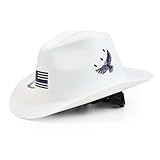 LOHASTOUR Cowboy Hard Hat with Reflective Stickers - Class C Safety Helmet, Vented Full Brim Hard Hats, Lightweight Western Style Construction Work for Men & Women - ANSI Approved - White