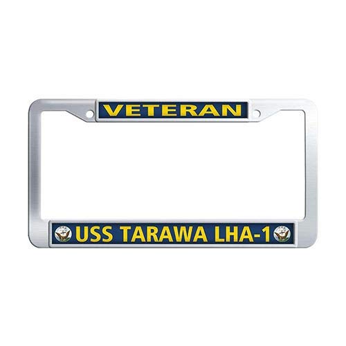 Navy USS Tarawa LHA-1 Veteran Auto License Cover Holder,Stainless Steel Car Tag Frame