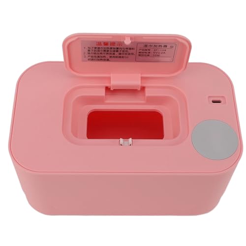 Compact Wipes Warmer, Portable Baby Wet Wipes Dispenser with Night Light Temperature Display Diaper Wipe Warmer for Baby Shower Gifts (Pink Constant Temperature)