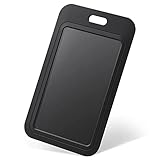 Uniclife 3 Pack Sliding ID Badge Holder Hard Black Vertical Plastic Card Case Protector Pouch with Clear Window for Office School ID Credit Cards Proximity Key Cards Driver’s Licenses and Passes