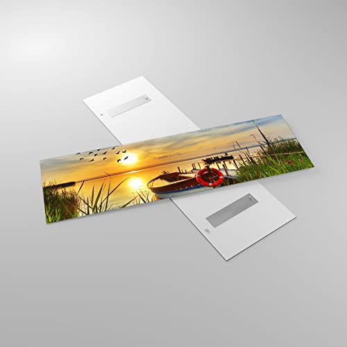 Image Bateau Lac Coucher de soleil l'été Impression sur Verre 160x50 - 5