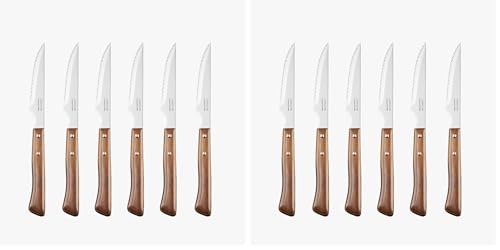 Arcos Jeu de 6 Couteaux à Steak - Lame Perlée en Acier Inoxydable. Manche en Bois de Hêtre. Série Table (Lot de 2)