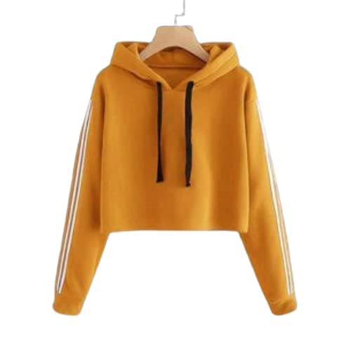 Women's Solid Crop Hoodie Sweatshirt with Hood, Full Sleeves, Soft Cotton Fabric, Loose Fit Casual Pullover Top for College, Travel, Weekend Outings and Street Style Fashion-image-45