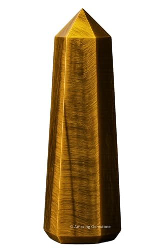 Image of Amazing Gemstone Tigers Eye Crystal Towers - Natural Healing Crystal Point Obelisk for Reiki Healing and Crystal Grid (2 inch to 3 inch Inch)
