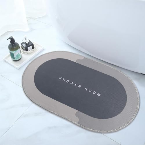 Tapis de bain séchage rapide et absorbant gris pour douche - 6