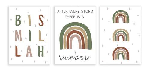Affiche islamique Bismillah arc-en-ciel Boho décoration murale