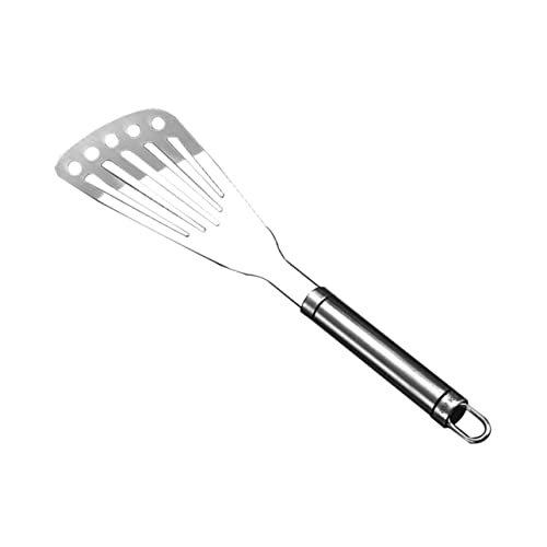 GRIRIW Espátula Para Pescado Ranurada Pequeña Acero Inoxidable Multifuncional Mango Ergonómico Para Barbacoa y Cocina Casa y Restaurante