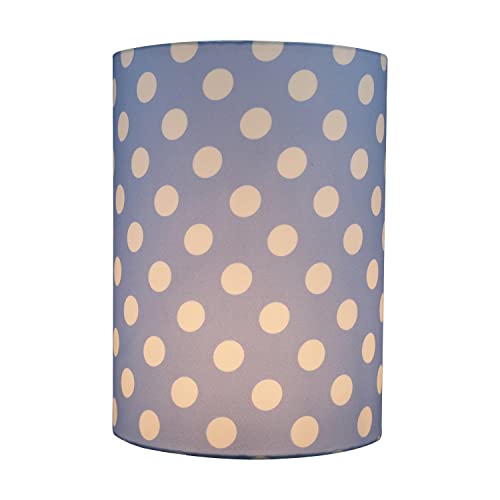 Image of Aspen Creative 31296 Contemporary Drum (Cylinder) Shaped Spider Construction Lamp Shade in Blue with White Dot, 8 inch wide (8 inch x 8 inch x 11 inch)