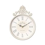 Abdurey Small French Retro Decorative Wall Clock,Ivory White Round Vintage Style,Battery Operated Silent Boho Decor Wall Clocks for Farmhouse,Kitchen,Bathroom,Bedroom(10.3" H x 7.7" W)