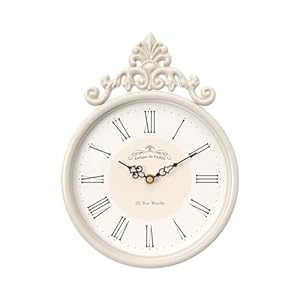 Abdurey Small French Retro Decorative Wall Clock,Ivory White Round Vintage Style,Battery Operated Silent Boho Decor Wall Clocks for Farmhouse,Kitchen,Bathroom,Bedroom(10.3″ H x 7.7″ W)