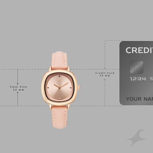 Image of Fastrack Stunners XI with Quartz Analog Rose Gold Dial Rose Gold Leather Strap Watch for Women - 68065WL01