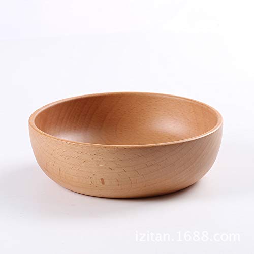 xunlei Dim Sum Fruit Plate Wooden Salad Bowl Large Round Wood Salad Soup Dining Bowl Plates Premium Wood Kitchen Utensils Set Natural HandMade