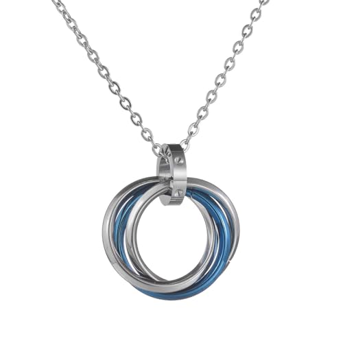 Collar de acero de titanio con tres aros entrelazados en tonos contrastantes, cadena circular para la clavícula, accesorio sencillo y versátil, ideal para el uso diario y las reuniones de las mujeres