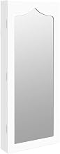 Tomostar Wall Jewellery Cabinet Jewellery Organiser Cosmetic Storage Cabinet with Wall Mirror White 37.5 x 10 x 90 cm