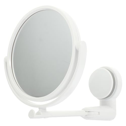 SUPVOX Espejo de Maquillaje Plegable para Baño sin Perforaciones, Doble Cara Giratorio, Vidrio y Abs, Espejo de Pared Compacto y Funcional para Uso Diario en Hogar y Tocador