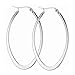Mengpa Titanium Steel Oval Hoop Earrings for Women In Silver