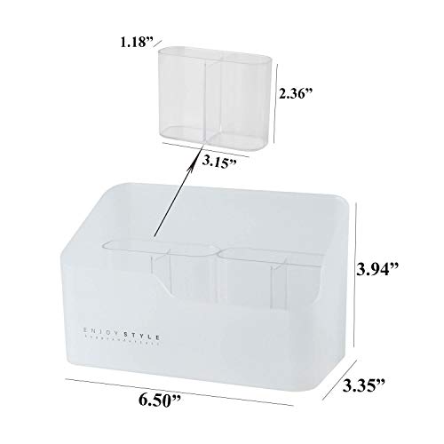 Unikon Make Up Organizers And Storage, Plastic 5-Compartment Small Makeup Storage Organizer Tray Cosmetic Organizer For Cabinet, White #TOP1