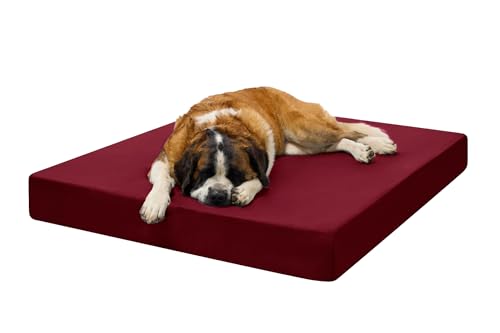 Image of Barker Beds Giant Orthopedic Dog Bed - 7 inch Memory Foam Mattress - 100-300 lbs - Joint Pain & Arthritis Support - Vet Recommended, Washable Cover - Made in USA - 60 inchx48 inchx7 inch - Burgundy