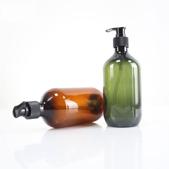 Shampoo Pump Bottle, Pack of 2 (300ml Size) Empty Bottle with Pump Multipurpose- Olive Green & Amber-picture-12
