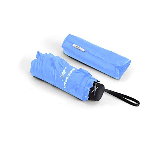 Extreme Degrees Mini Umbrella. Weatherproof Coating. Folds to 6 inches. (Light Blue)