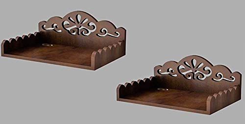 M.A HANDICRAFTS Pair of Wooden MDF Set up Box Holder // Wall Mount//Wall Shelf // Brown Under Floating TV Shelf//Carved