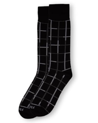 MeMoi Men's Classic Windowpane Rayon Dress Crew Socks3