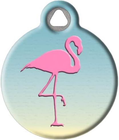 Dog Tag Art Pink Flamingo Chic Personalized Pet ID Tag for Dogs and Cats, Silent Polymer Coated Stainless Steel Nametag with Customized…