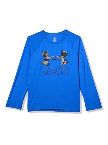 Under Armour Boys' Tech Big Logo Long Sleeve T-Shirt, (400) Royal / / Castlerock, Medium Plus
