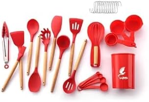 Valletta Mikla Isıya Dayanıklı Yanmaz Yapışmaz 33 Parça Silikon Spatula Mutfak Seti Kırmızı - Görsel 4